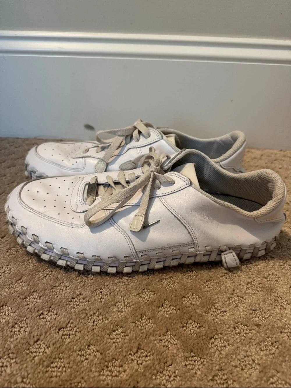 Nike x Jacquemus JF1 low LX White Leather Men’s Casual Sneakers - Picture 3 of 9